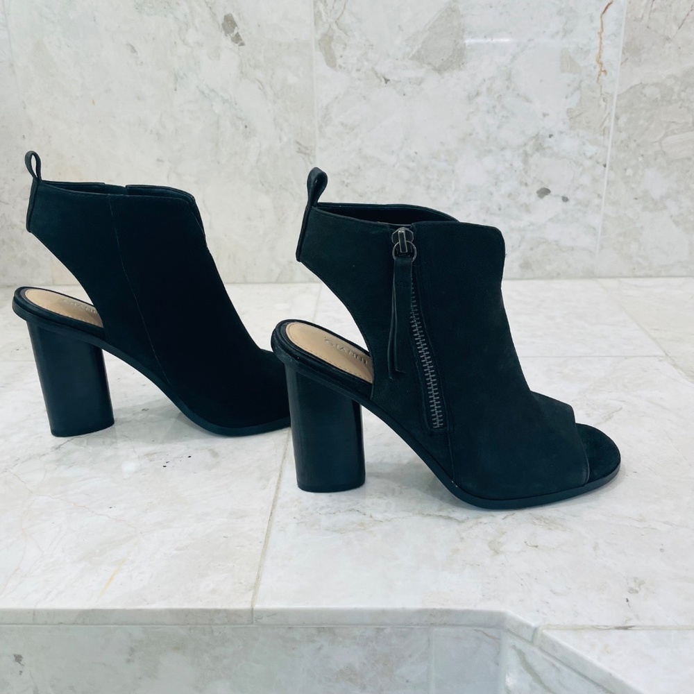 GIANNI BINI {6} Booties Black Suede Block Heel Side Zip "Tylar" - Picture 6 of 13
